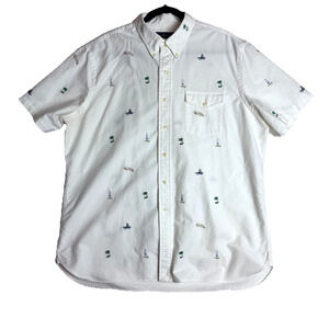 Polo Ralph Lauren Shirt Men’s‎ XL White Embroidered Aloha Hawaiian Sailing Ocean